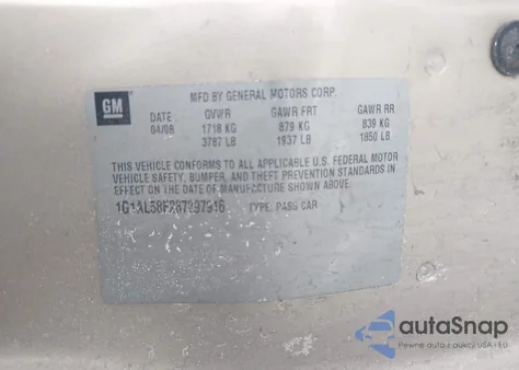 2008 Chevrolet Cobalt Lt из США, поврежденный, VIN 1G1AL58F287297916